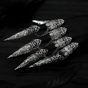 Claw Rings Full Finger "Kona" Drag Queen Ring Finger Claws Goth Nail Jewelry Gift For Her Gothic Ring Halloween Jewelry