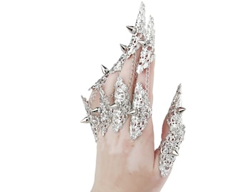 Vingerpantser &quot;Goddelijke Doornen&quot; Klauwringen Halloween Nagelsieraden Horror, Gothic Cadeau voor Haar, Heksenringen Vampiernagels