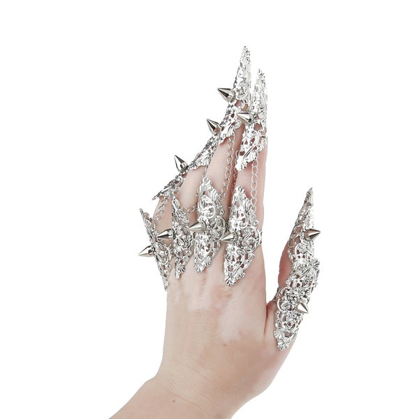 Finger Armor "Divine Thorns" Claw Rings Halloween Nail Jewelry Horror, Gothic Gift for Her, Witch Rings Vampire Nails