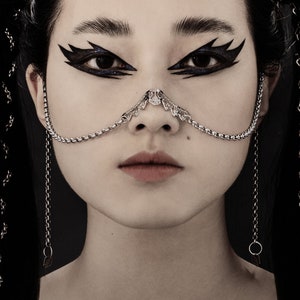 Nose Chain LIU Filigree Face Jewelry Gothic Mask, Goth Valentines Gift, Gothic Wedding Jewelry image 2
