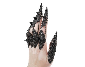 Claw Rings Goth Hand Armor "Divine Thorns" Gift for Her Gothic Nail Jewelry Horror Hand Jewels Halloween