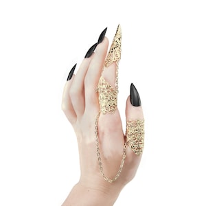 Double Ring Full Finger Ring Halloween Claw Rings &quot;Sigit&quot; Victorian Jewelry Creepy, Gothic Wedding, Girlfriend Gift Idea