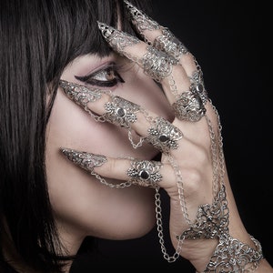 Vollhandkrallen "Ophelia" Gothic Schmuck Geschenk Fingerkralle - Goth Galentines Day Geschenk, Geschenk für Goth Freundin, Gothic Halloween Schmuck