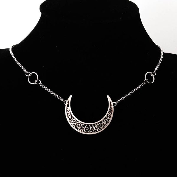 Collier victorien, collier de lune « Solstice » Bijoux vampire Bijoux de mariage gothiques, Collier d’Halloween Witch Choker Wicca Halloween