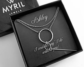 Bridesmaid Gift Minimal Hoop Necklace &quot;Nigeq&quot; Geometric Choker Goth Maid Of Honor Gift, Minimal Wedding Necklace