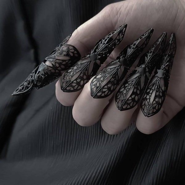 Nail Claws Goth Claw Rings "Lilly" Gift Ideas Gothic Witch Jewelry Gift for Goth Girlfriend Halloween Jewelry Gothic