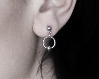 Mini Hoop Earrings, Punk Pierced Earrings, Gothic Hoop Earrings &quot;Jardin&quot; - Halloween Earrings, Witch Jewelry, Horror Jewelry