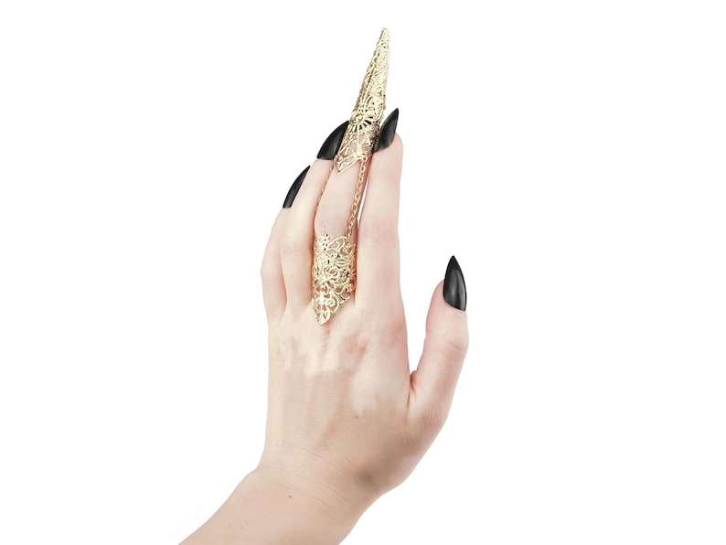 Finger Claws Steampunk Jewelry "Kona" Drag Queen Accessory Claw Rings Halloween Vampire Jewels Gothic Wedding Jewelry image 12
