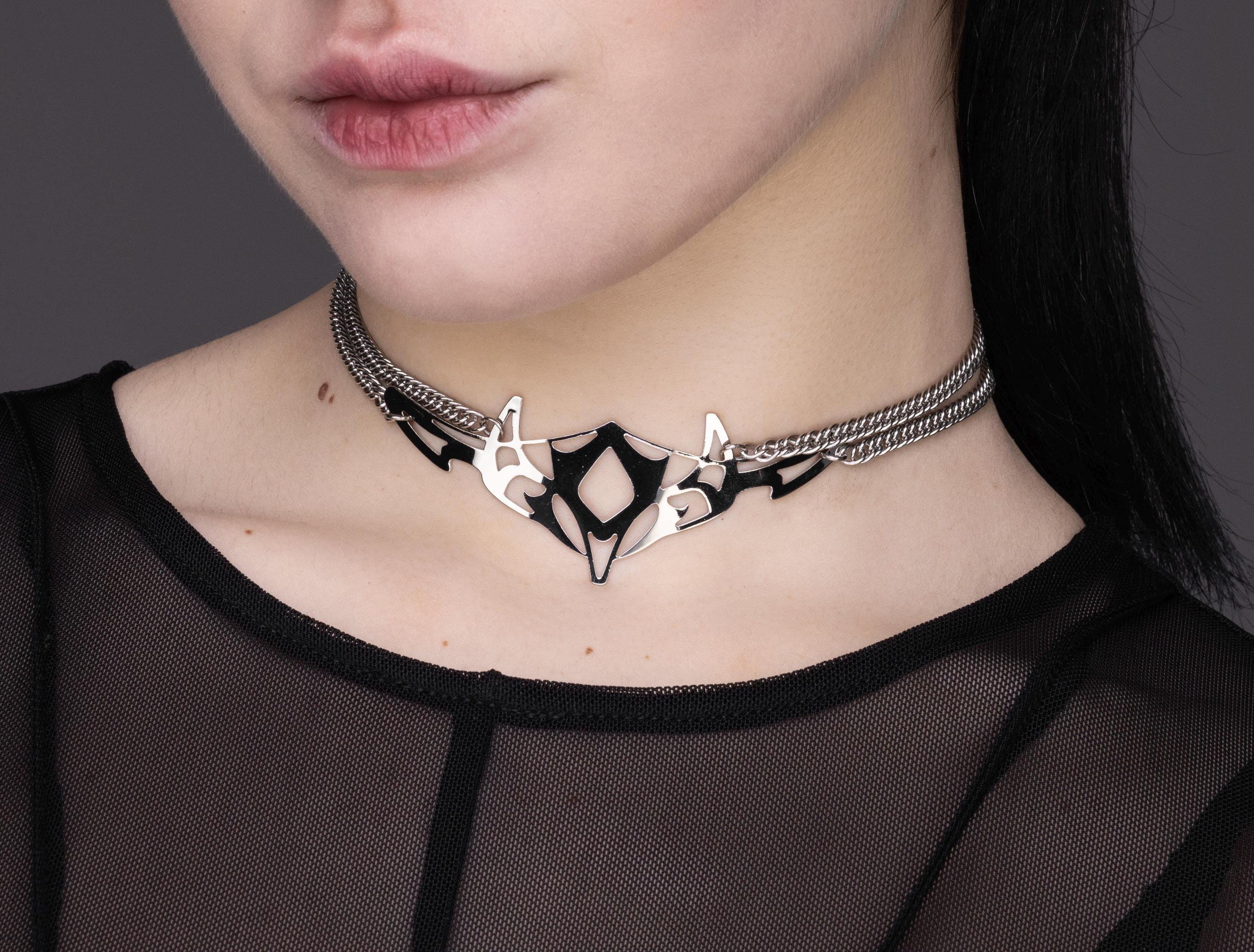 【BLACKPURPLE】25SS★ Void Ring Choker Black O Ring Choker, Gothic Leather Choker Collar, Studded