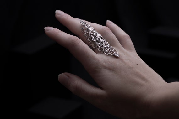 Filigree Statement Ring, Gothic Jewelry Gift for her, Wide Rings "R-09" Goth Horror Gift, Gothic Vampire Jewelry Halloween