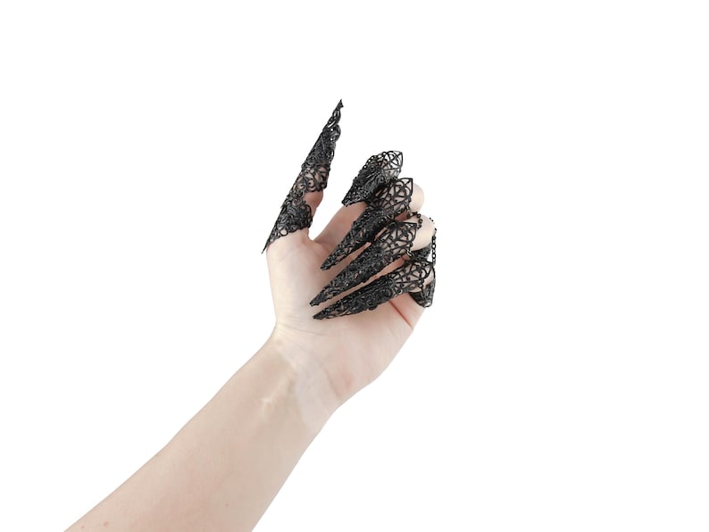 Finger Claws Steampunk Jewelry "Kona" Drag Queen Accessory Claw Rings Halloween Vampire Jewels Gothic Wedding Jewelry image 15