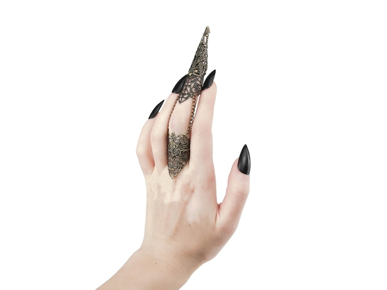 Finger Claws Steampunk Jewelry "Kona" Drag Queen Accessory Claw Rings Halloween Vampire Jewels Gothic Wedding Jewelry image 13