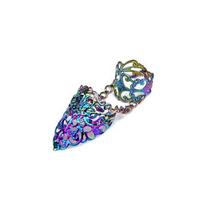 Double Filigree Ring Gothic Jewelry Gift for her "R-13" Goth Girl Gifts Halloween Double Ring Vampire Jewelry Rainbow