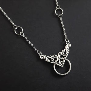 Whimsigoth Necklace Floral With Hoop &quot;Maisie&quot; Vampire Jewelry Gift for Goth Girlfriend, Gothic Wedding Jewelry Bridesmaid Goth Choker