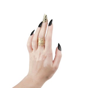 Garras de metal negro "Antracita", regalo gótico de Halloween, anillos negros para uñas, joyería espeluznante, regalo para chica gótica, uñas de vampiro para Halloween. imagen 5