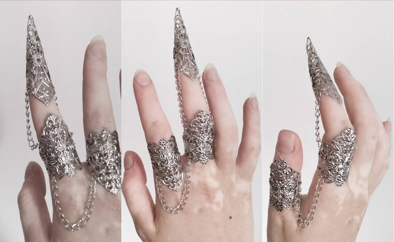 Double Ring Full Finger Ring , Claw Rings 