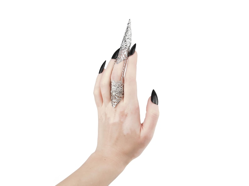 Finger Claws Steampunk Jewelry "Kona" Drag Queen Accessory Claw Rings Halloween Vampire Jewels Gothic Wedding Jewelry image 10