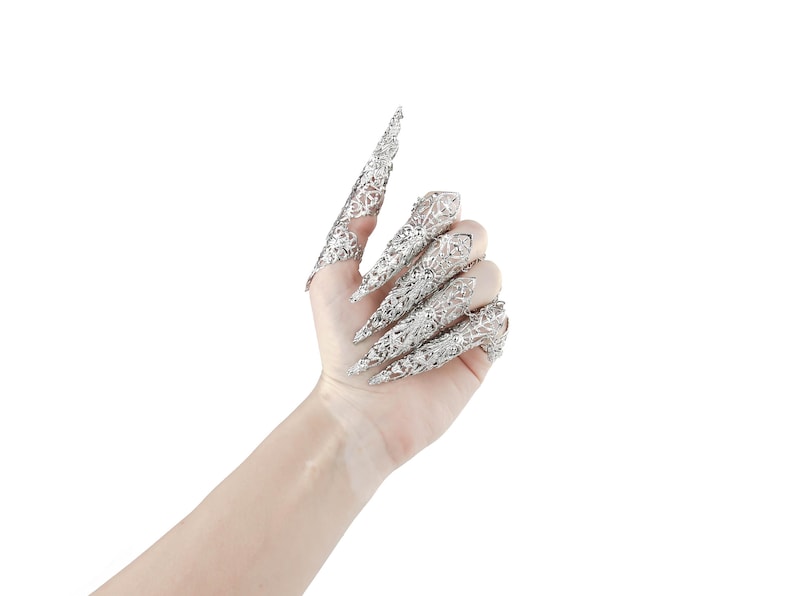 Finger Claws Steampunk Jewelry "Kona" Drag Queen Accessory Claw Rings Halloween Vampire Jewels Gothic Wedding Jewelry image 14