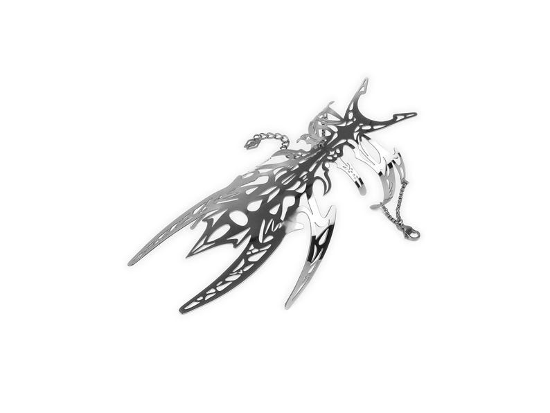 Brazalete de estilo neogótico llamativo "Ecliptica" Brazalete de ciencia ficción oscura Neo gótico, brazalete de Halloween Joyas llamativas Vampirecore imagen 3