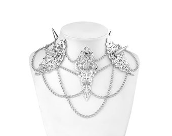 Colar gargantilha de metal com argola "Salem" - Presente gótico para ela - Colar punk - Joias de vampiro - Presentes para garotas góticas - Joias de terror - Halloween de vampiro