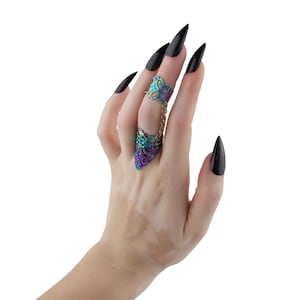 Double Filigree Ring Gothic Jewelry Gift for her "R-13" Goth Girl Gifts Halloween Double Ring Vampire Jewelry image 10