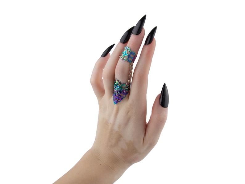 Double Filigree Ring Gothic Jewelry Gift for her "R-13" Goth Girl Gifts Halloween Double Ring Vampire Jewelry image 10