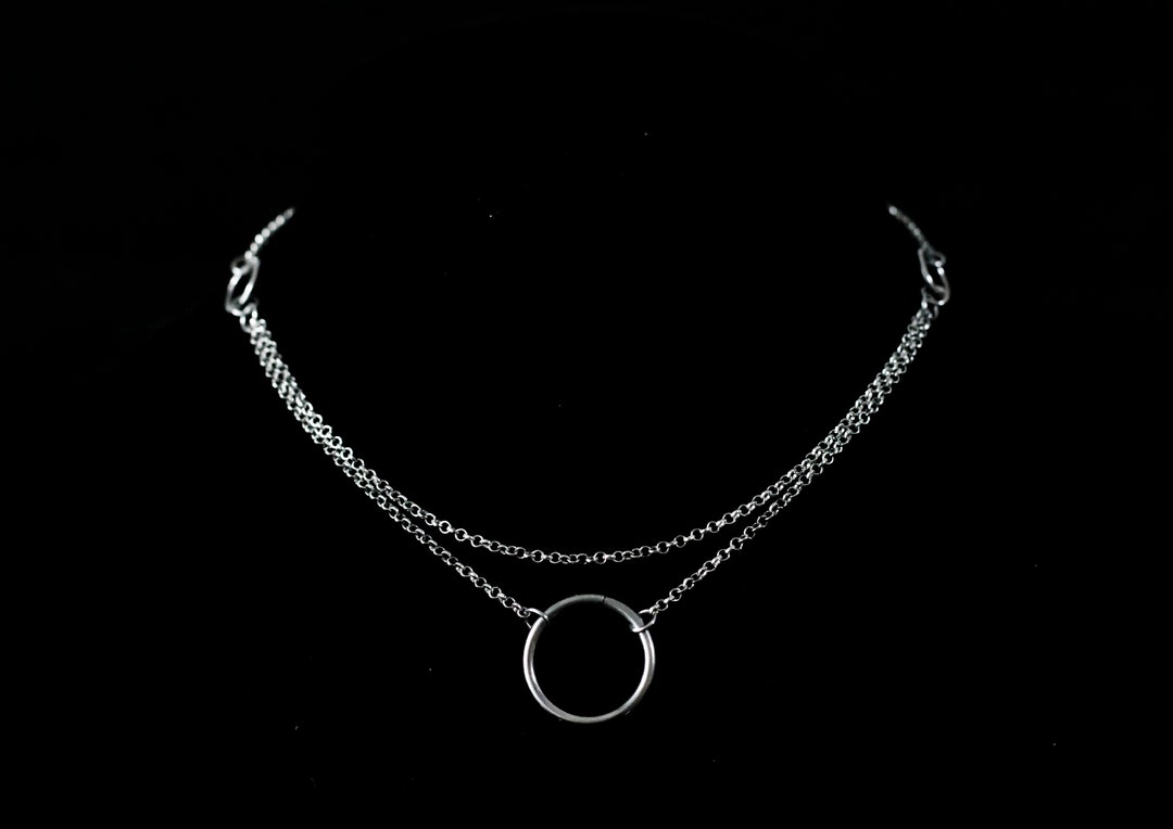 Hoop Necklace "Etesian" Minimal Geometric Choker - Silver