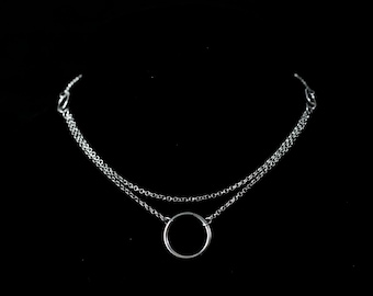 Hoepel ketting "Etesian" minimale geometrische choker - bruidsmeisje cadeau Goth, Goth meisje geschenken, horror Valentijnscadeau