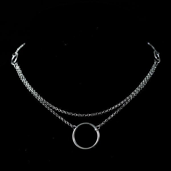 Collier cerceau « Etesian » Ras de cou géométrique minimal - Cadeau de demoiselle d’honneur Goth, Cadeaux Goth Girl, Cadeau Saint-Valentin d’horreur