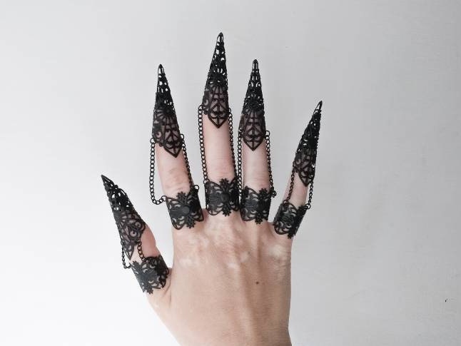 Double Ring Full Finger Ring , Claw Rings sigit Victorian Jewelry Creepy  Jewelry, Gothic Wedding, Girlfriend Gift Idea, Goth Valentines 