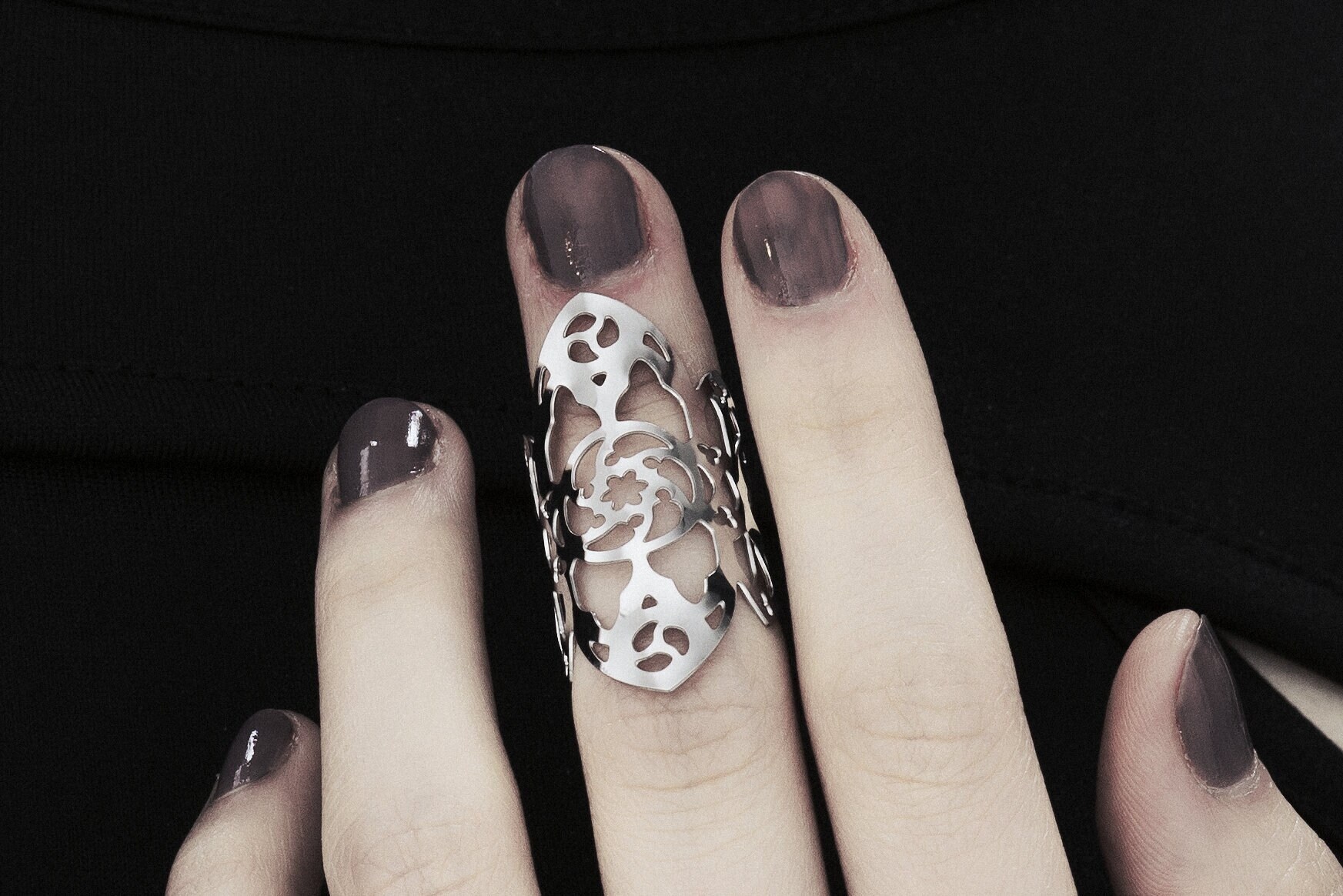 Gothic Arthritis Midi Ring "LOOT" Gothic Midi Ring Halloween Jewelry, Gothic Splint Ring, Gothic Gift For Her, Goth Wedding Jewelry