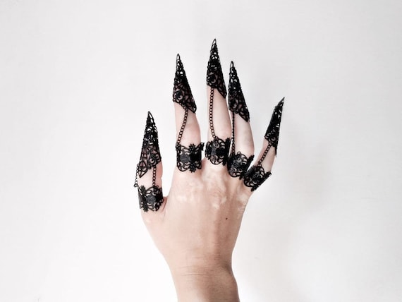 Black Claw Rings Full Finger eternity Black Jewelry Vampire Gothic