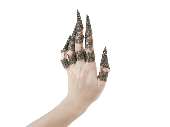 Black Claw Rings Full Finger eternity Black Jewelry Vampire Gothic