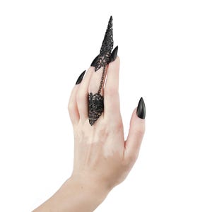 Finger Claws Steampunk Jewelry "Kona" Drag Queen Accessory Claw Rings Halloween Vampire Jewels Gothic Wedding Jewelry image 11