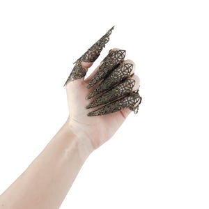 Finger Claws Steampunk Jewelry "Kona" Drag Queen Accessory Claw Rings Halloween Vampire Jewels Gothic Wedding Jewelry image 17
