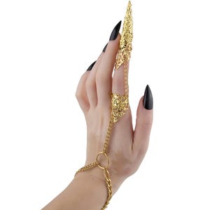 Fairy Bracelet, Ring Chain Bracelet "KALYSTA" Bracelet Ring Punk Jewelry Goth Wedding Gift, Gothic Hand Chain Halloween Jewelry Vampire Oro