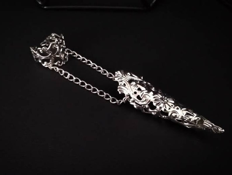 Full Hand Armour Alik Gothic Finger Claws Dark Alternative Nail Jewelry Rings Dark Jewelry