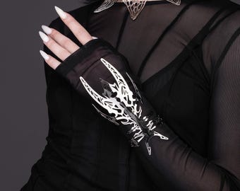 Brazalete de estilo neogótico llamativo "Ecliptica" Brazalete de ciencia ficción oscura Neo gótico, brazalete de Halloween Joyas llamativas Vampirecore