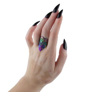 Midi Ring Gothic Jewelry Goth Ring "ANSE" Goth Halloween Ring Gift for Goth Girlfriend, Gothic Wedding Jewelry Whimsigoth Midi Ring Witchy image 10