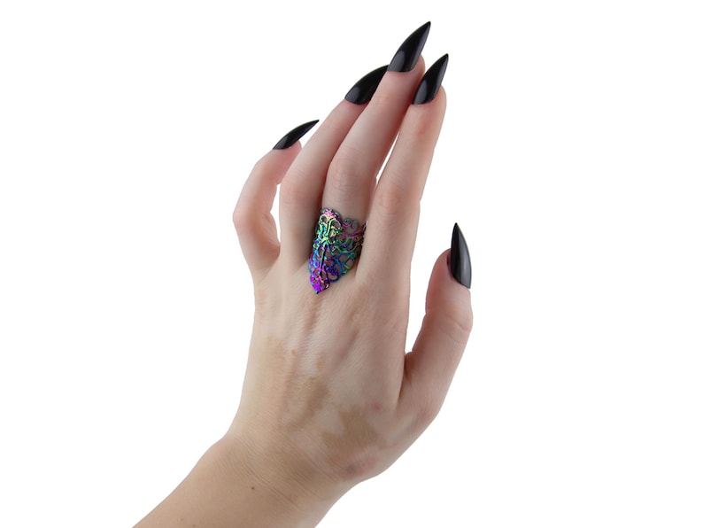Midi Ring Gothic Jewelry Goth Ring "ANSE" Goth Halloween Ring Gift for Goth Girlfriend, Gothic Wedding Jewelry Whimsigoth Midi Ring Witchy image 10