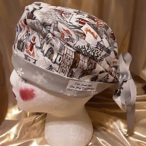 Christmas ponytail scrub hat/ women&#39;s ponytail scrub hat/ scrub cap/