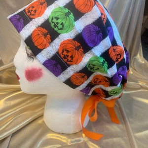 Halloween Euro Tie Back scrub hat- women’s scrub hat- scrub hat- scrub cap