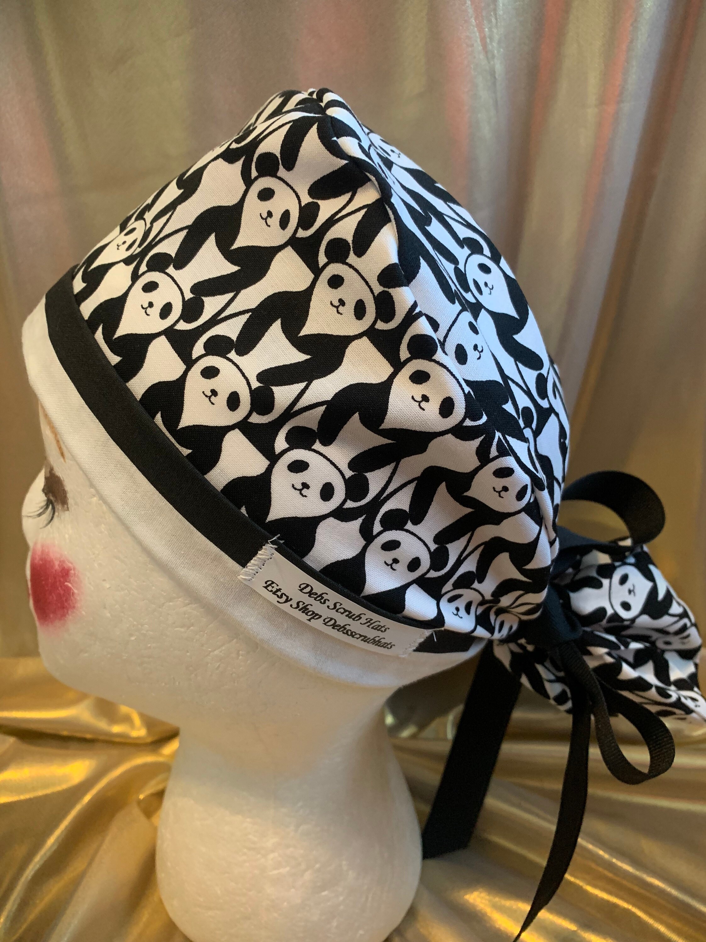 Panda Bear Ponytail Scrub Hat Scrub Cap 