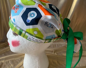 Handmade Ponytail Scrub Cap: Adjustable Cotton Ribbon Tie