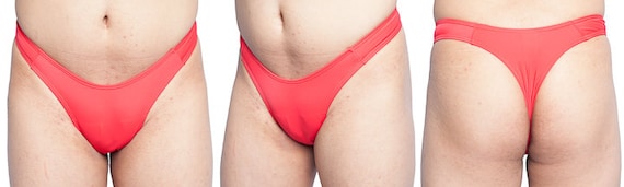 Gaff Panty for Crossdressing Men and Trans-women. RED Thong Back