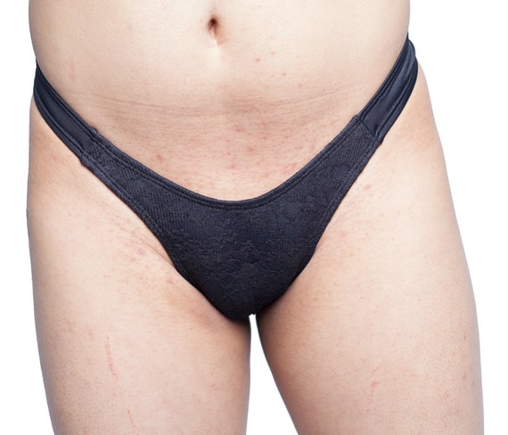 Gaff Panty for Crossdressing Men and Trans-women. Black Lace Front. -   Canada