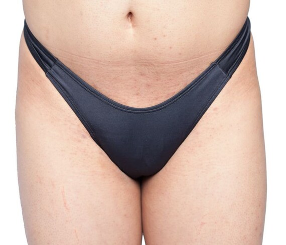 Gaff Panty for Crossdressing Men and Trans-women. Black Thong Back