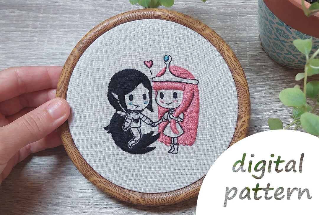 Marceline & Princess Bubblegum Cute Embroidery Pattern - Etsy