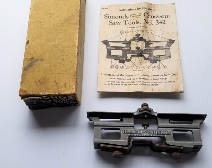 Vintage Simonds Precision Crosscut Saw Tool No. 342 1917 Instruction