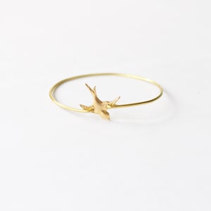 Girl&#39;s Brass Soaring Bird Bracelet, Brass Bird Bangle, Bird Jewelry, Sparrow Bangle, Flying Bird Bangle